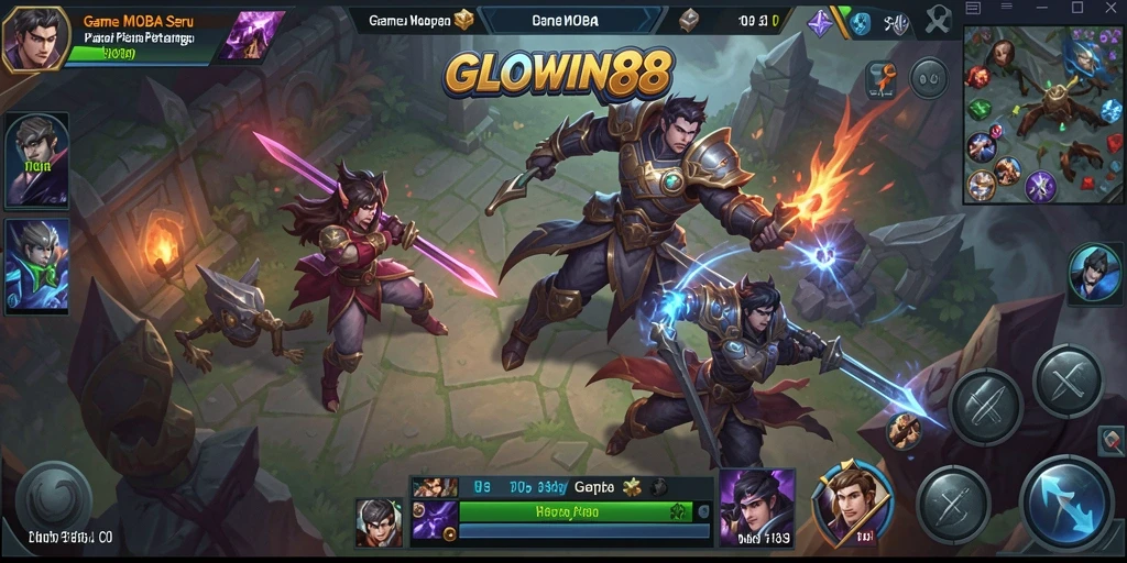 Tampilan gameplay MOBA yang menegangkan dengan pertarungan seru.