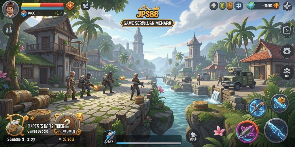 Tangkapan layar gameplay JPS88 menampilkan karakter yang sedang mengumpulkan sumber daya.