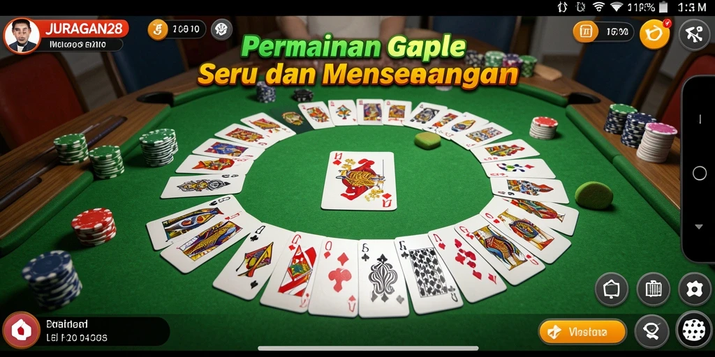 Tampilan menarik dari gameplay Gaple di JURAGAN28.
