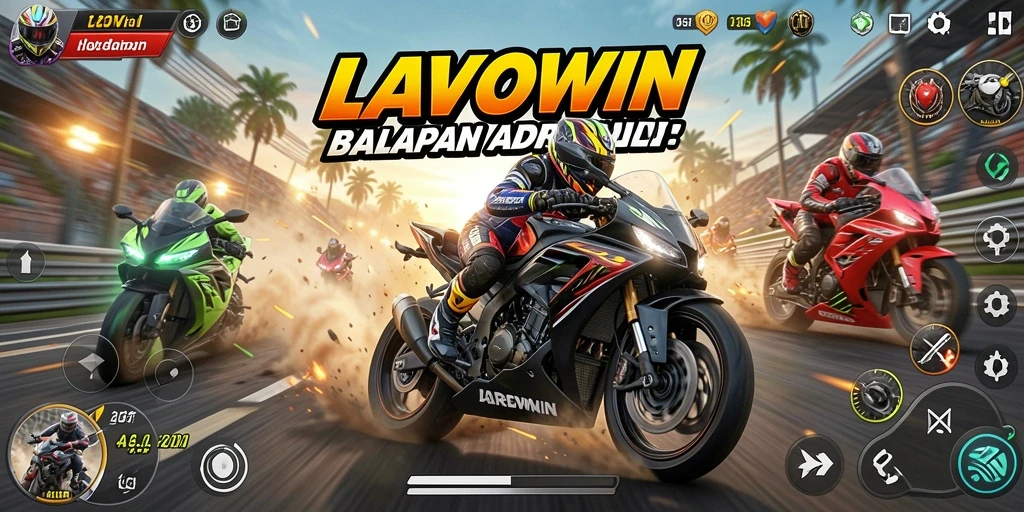Gameplay mengesankan dalam LAVOWIN dengan balapan motor yang menegangkan.
