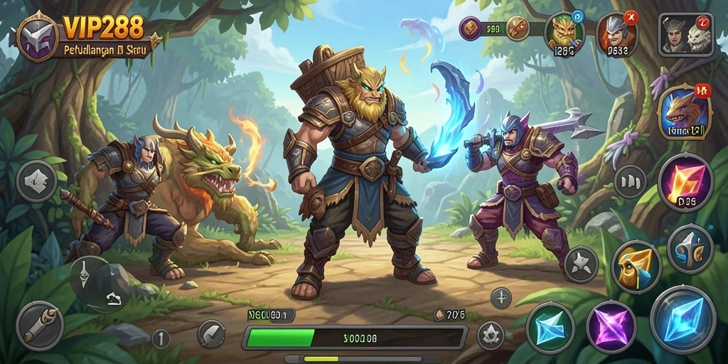 Screenshot gameplay RPG VIP288 dengan aksi seru dan karakter unik.