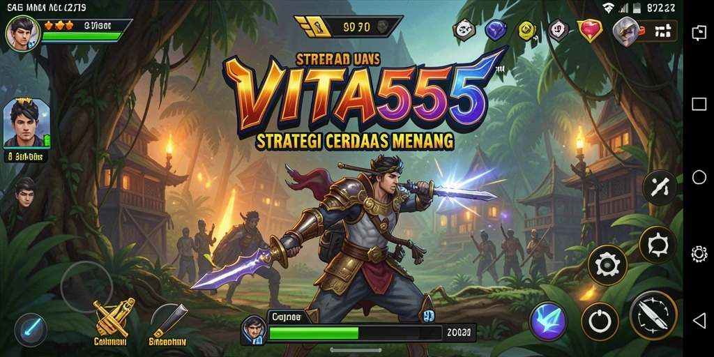Tampilan gameplay VITA555 dengan pertempuran strategi yang intens.
